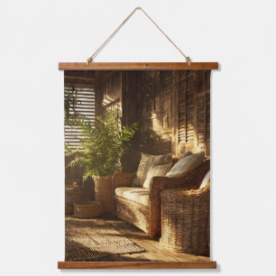 Cozy Sunlit Reading Nook Boho Interior Art Hanging Tapestry