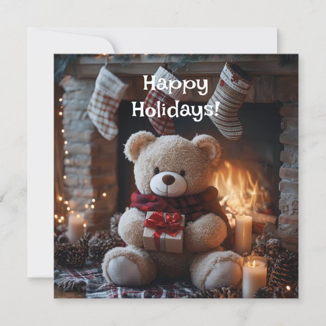 Cozy Teddy Bear Holiday Design  Card (Front)