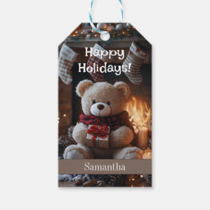 Cozy Teddy Bear Holiday Design Gift Tags
