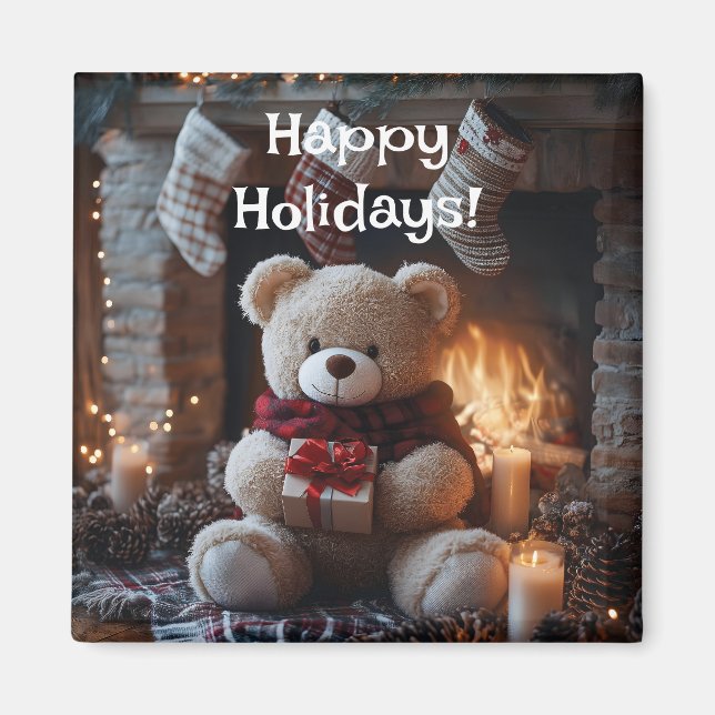 Cozy Teddy Bear Holiday Design  Magnet (Front)