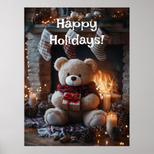 Cozy Teddy Bear Holiday Design  Poster