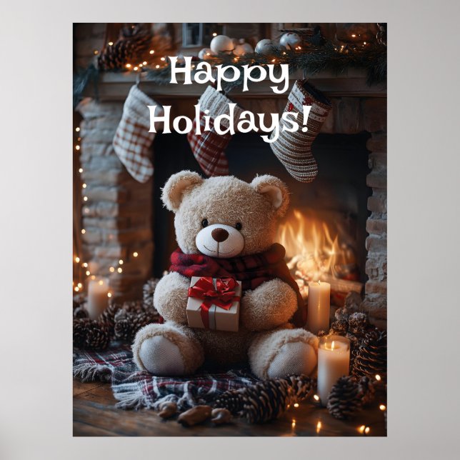 Cozy Teddy Bear Holiday Design  Poster (Front)