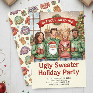 Cozy Ugly Sweater Holiday Party Hand Painted Invitation
