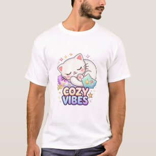 Cozy Vibe Cat Sticker   Cute Sleeping Cat  T-Shirt