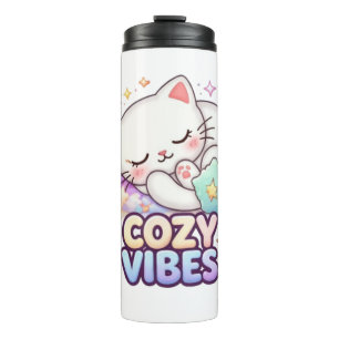 Cozy Vibe Cat Sticker   Cute Sleeping Cat  Thermal Tumbler