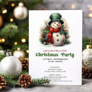 Cozy Victorian Christmas Snowman Dinner Invite
