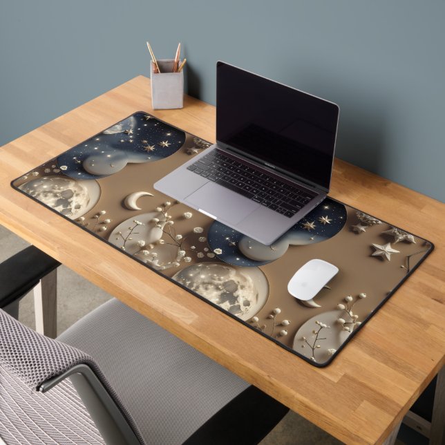 Cozy Warm Beige Celestial Moon Desk Mat (Office 2)