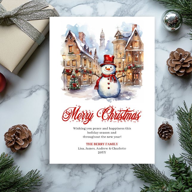 Cozy watercolor Christmas scene greeting card (Minimalist Cozy Christmas Scene Greeting Card)