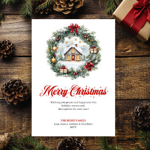 Cozy Watercolor Christmas Scene Greeting Card