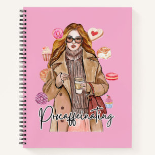 Cozy Watercolor Coffee Girl Notebook