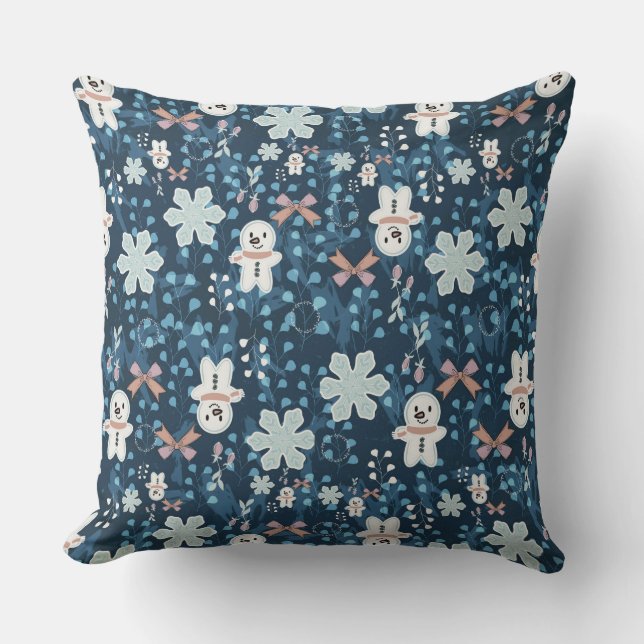 Cozy Whimsical Holiday Throw Pillow (Front)