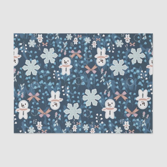 Cozy Whimsical Holiday Throw Pillow Tissue Paper (Front)