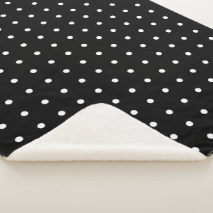 Cozy White Polka Dot Pattern on Black Sherpa Blanket