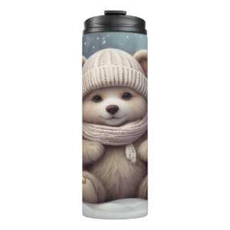 Cozy Winter Bear Cub Thermal Tumbler