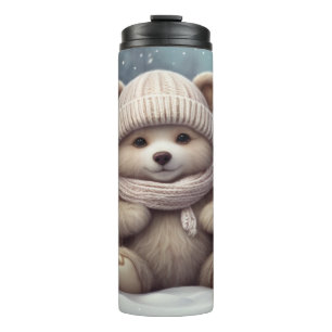 Cozy Winter Bear Cub Thermal Tumbler