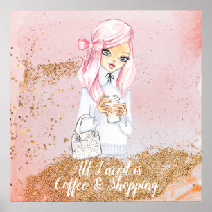 cozy winter blogger girl planner poster print