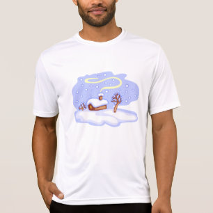 Cozy Winter Cabin in Snow Frosty Landscape T-Shirt