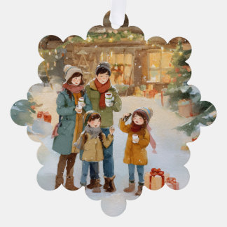 Cozy winter cabin in the woods tree decoration card