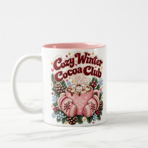 Cozy Winter Cocoa Club Festive Holiday Two-Tone Coffee Mug