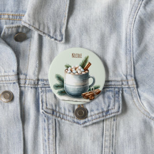 Cozy Winter Cocoa Marshmallow Mug Scene 7.5 Cm Round Badge