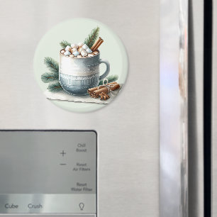 Cozy Winter Cocoa Marshmallow Mug Scene Magnet