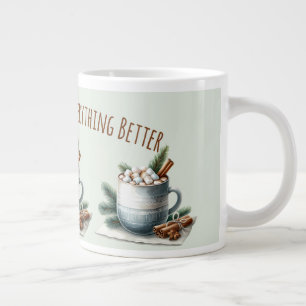 Cozy Winter Cocoa Marshmallow Scene Large Coffee Mug