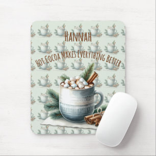 Cozy Winter Cocoa Marshmallow Scene Mouse Pad