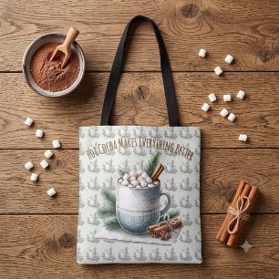 Cozy Winter Cocoa Marshmallow Scene Tote Bag