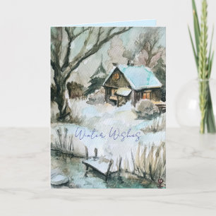 Cozy Winter Cottage Holiday Card