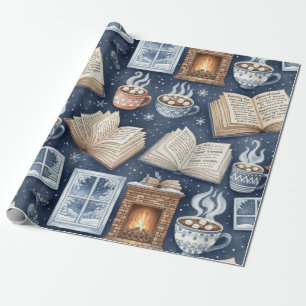 Cozy Winter Evenings – Hot Cocoa, Books, Firelight Wrapping Paper