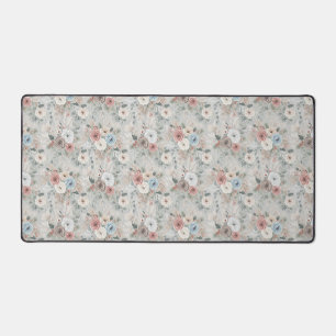 Cozy Winter Floral Pattern Desk Mat