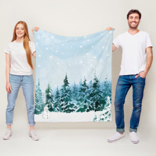 Cozy Winter Forest Fleece Blanket