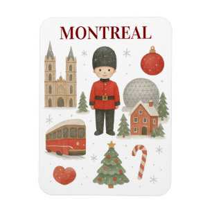 Cozy Winter in Montreal Christmas Watercolor Magnet