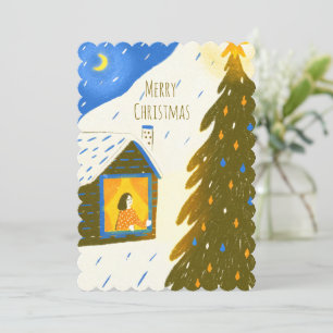 Cozy Winter Night Christmas Holiday Card
