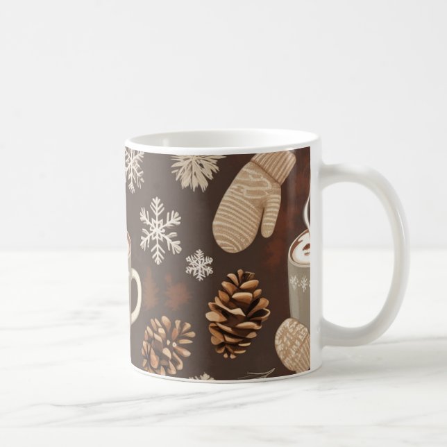 Cozy Winter Pattern-Minimalist Aesthetic Art Coffee Mug (Right)
