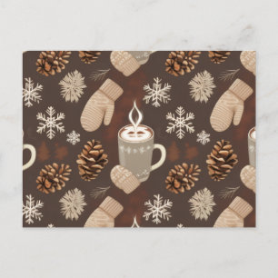 Cozy Winter Pattern-Minimalist Aesthetic Art Holiday Postcard