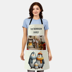 Cozy Winter Penguin Family Apron