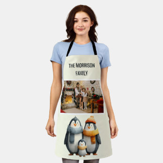 Cozy Winter Penguin Family Apron