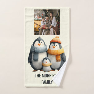 Cozy Winter Penguin Family Bath Towel Set