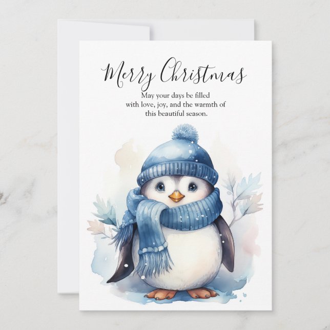 Cozy Winter Penguin Holiday Card (Front)