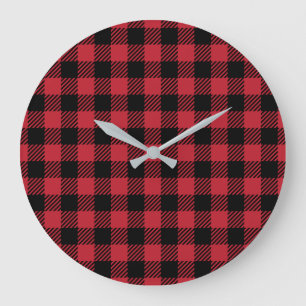 Cozy Winter Red Buffalo Check Large Clock
