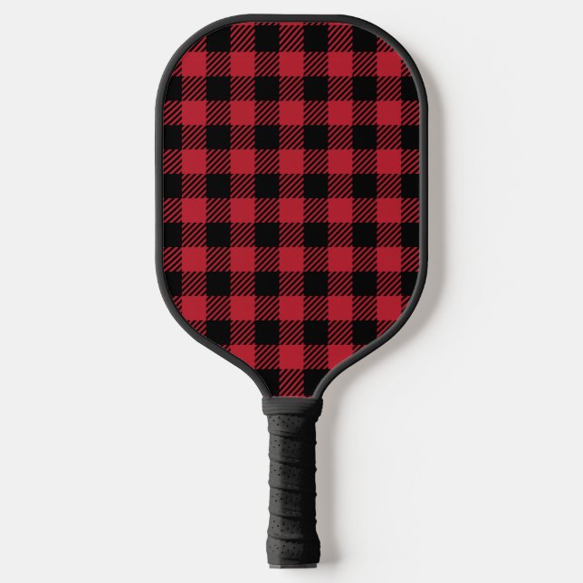 Cozy Winter Red Buffalo Check Pickleball Paddle (Front)