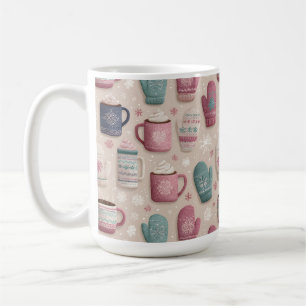 Cozy Winter Seamless Pattern with Knitted Mittens  Coffee Mug
