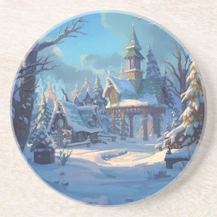 Cozy Winter Snow Design Coaster