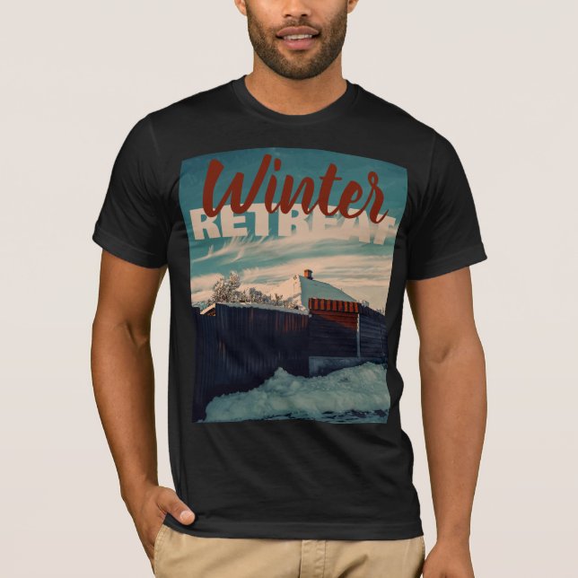 Cozy Winter Snow Rooftop Stylized Landscape T-Shirt (Front)