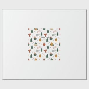 Cozy Winter Vibes 2026 - Cute Puppy and Kitten Chr Wrapping Paper