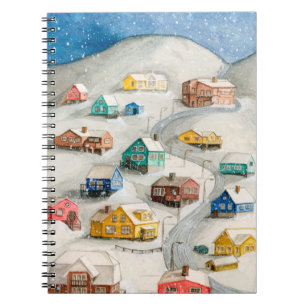 Cozy Winter Village Watercolor Notebook