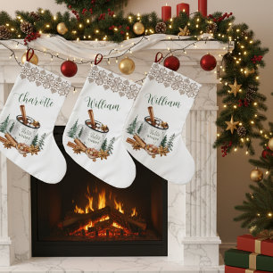 Cozy Winter White Simple Holiday Large Christmas Stocking
