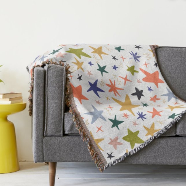 Cozy Winter With Vibrant Colorful Star Pattern Throw Blanket (Creator Uploaded)