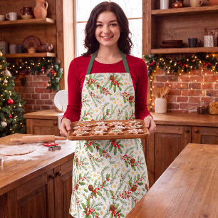 Cozy Woodland Christmas Pinecones & Branches Apron